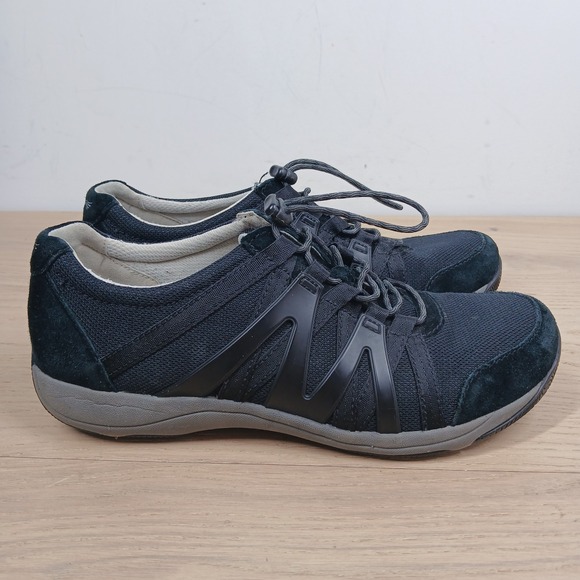 Dansko Sneakers Women 9 Black Leather Athletic Lace Up Walking Comfort Shoes - Picture 6 of 13